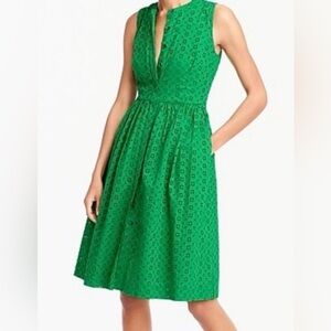 J. Crew Factory Warm Clover NWOT kelly green eyelet slvlss buttn dwn drss SZ XXL